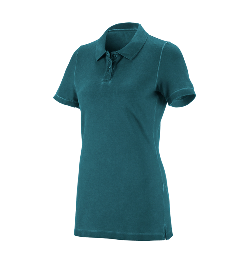 Hauts: e.s. Polo vintage cotton stretch, femmes + cyan foncé vintage 2