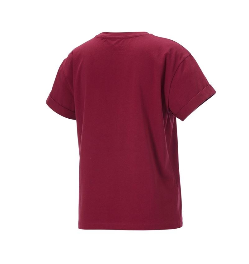Shirts & Co.: e.s. T-Shirt cotton stretch rolled sleeve, Damen + bordeaux 5