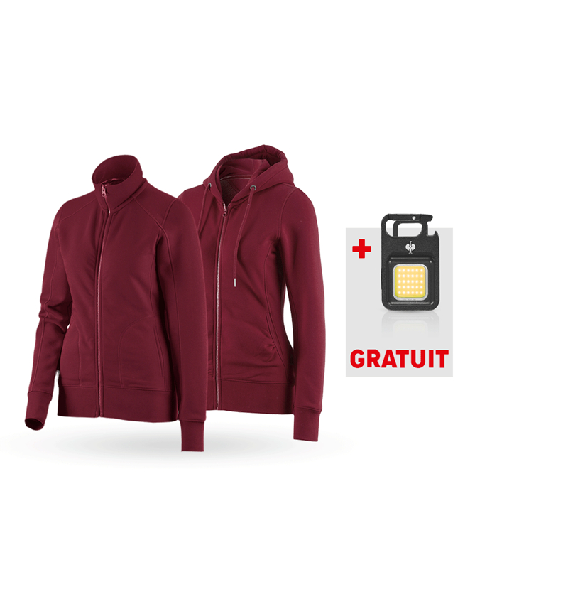 Cadeaux plus grands: KIT : Veste sweat+Hoody sweat zippé poly cotton,f. + bordeaux