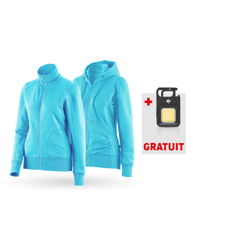 Cadeaux plus grands: KIT : Veste sweat+Hoody sweat zippé poly cotton,f. + bleu capri