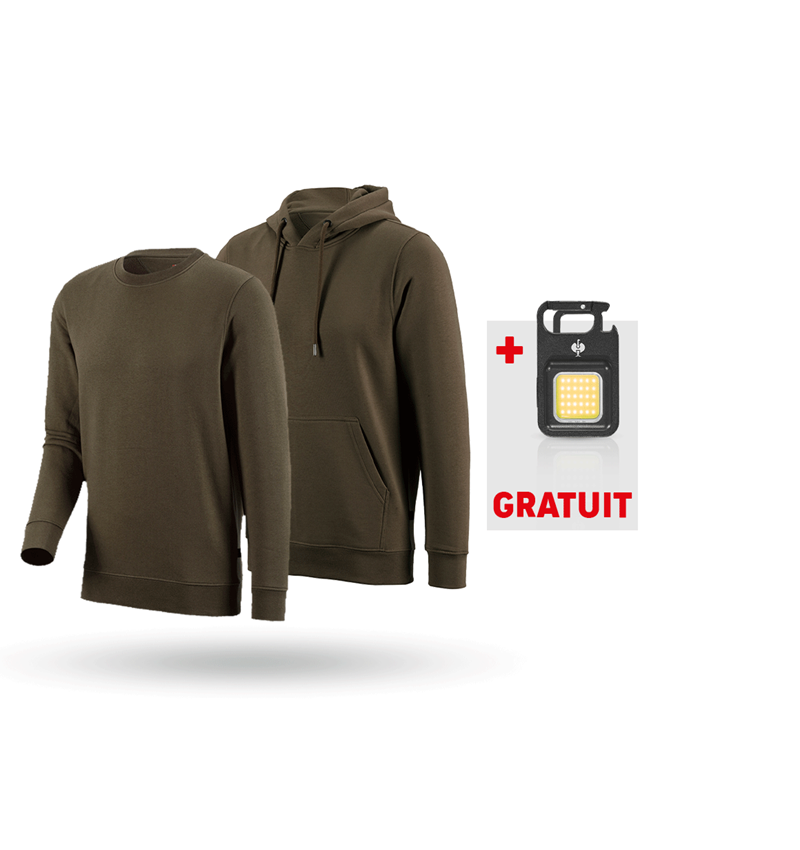 Vêtements: KIT : e.s.Sweatshirt à capuche+Sweats. poly cotto + olive