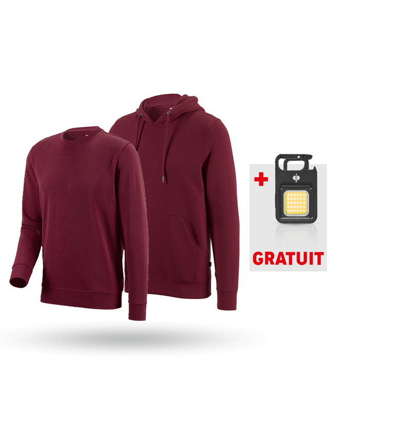 Vêtements: KIT : e.s.Sweatshirt à capuche+Sweats. poly cotto + bordeaux