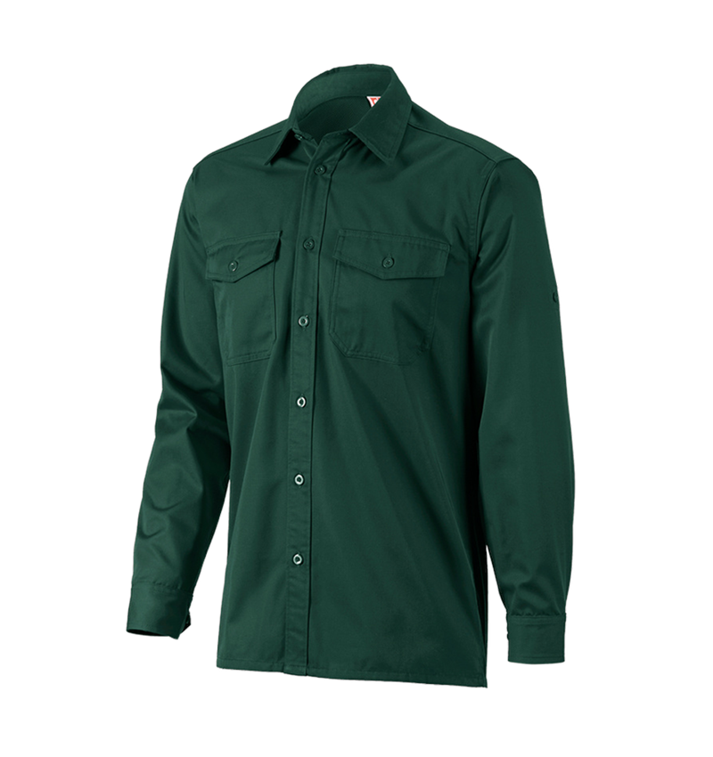 Hauts: Chemise de travail e.s.classic, à manches longues + vert