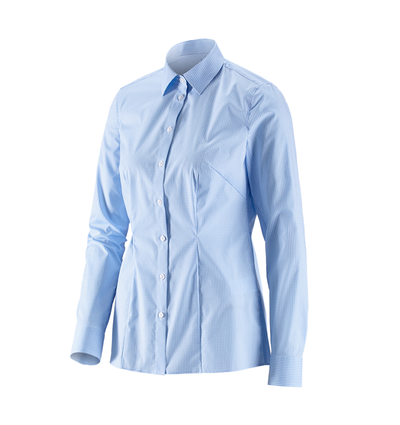 Themen: e.s. Business Bluse cotton stretch, Damen reg. fit + frostblau kariert 2