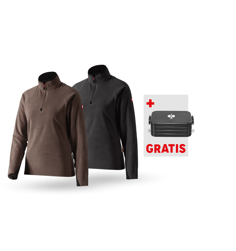Bekleidungs-Sets: SET: 2x Microfleece Troyer dryplexx, Damen + kastanie