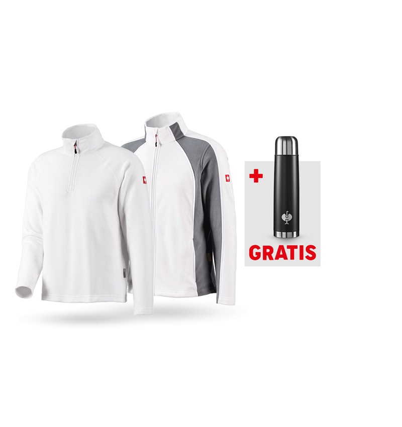 Große Geschenke: SET: Microfleece Jacke + Troyer dryplexx® micro + weiß/grau