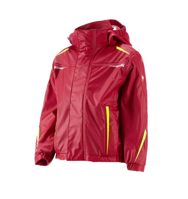Vestes: Veste de pluie e.s.motion 2020 superflex, enfants + rouge vif/jaune fluo