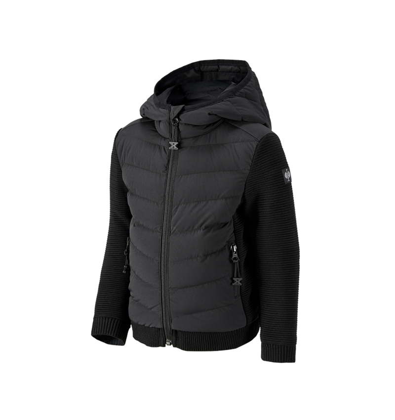 Jacken: Hybrid Kapuzenstrickjacke e.s.motion ten,Kinder + schwarz 1