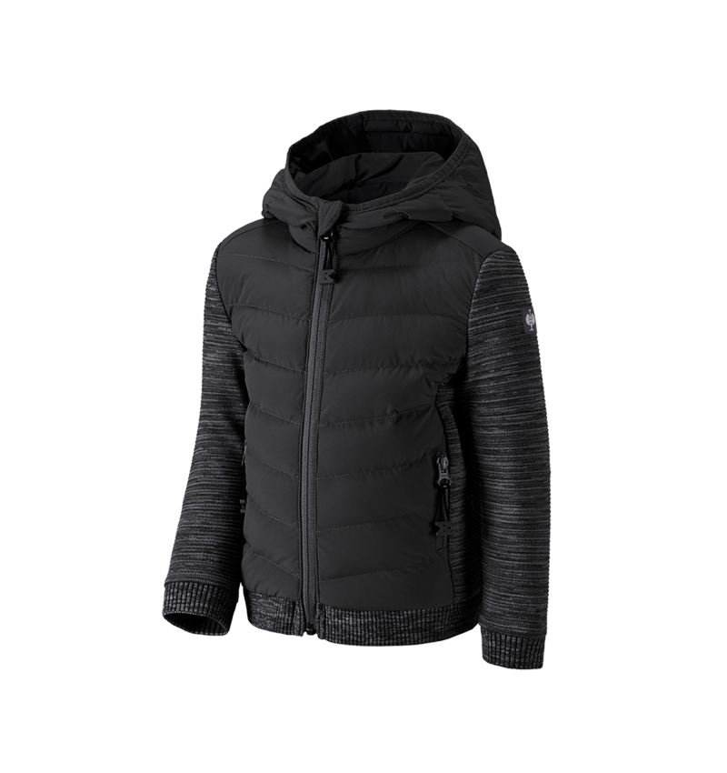 Jacken: Hybrid Kapuzenstrickjacke e.s.motion ten,Kinder + oxidschwarz melange 1