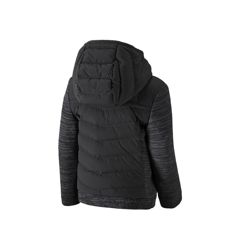 Jacken: Hybrid Kapuzenstrickjacke e.s.motion ten,Kinder + oxidschwarz melange 2
