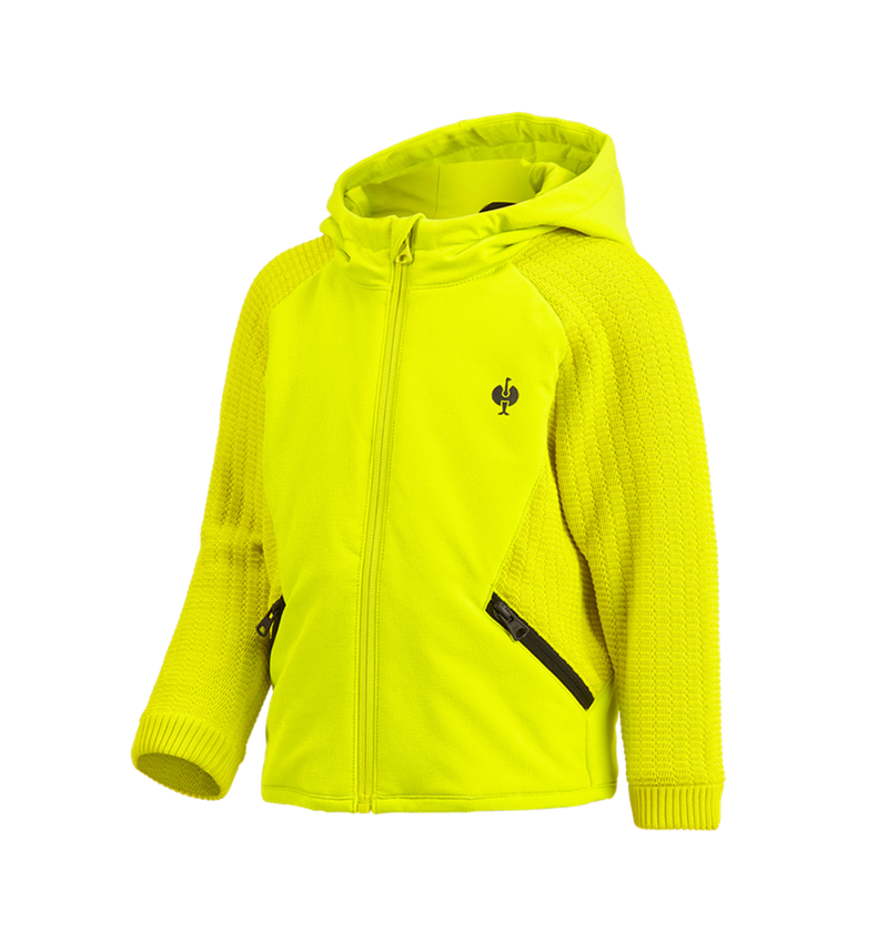 Vestes: Veste en tricot à capuche hybride e.s.trail,enfant + jaune acide/noir 1