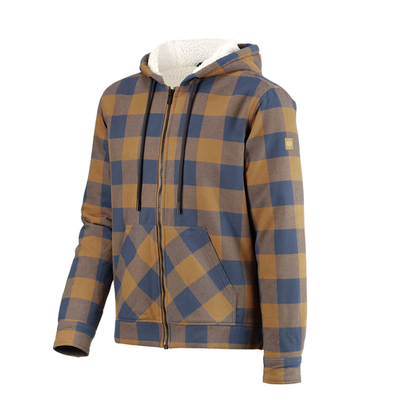 Jacken: Karo-Kapuzenjacke e.s.iconic + mandelbraun/oxidblau 5