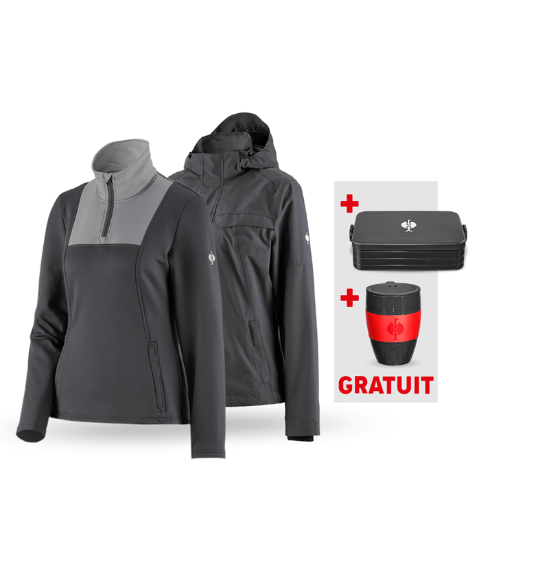 Vêtements: KIT : Veste pluie+Pull cam.fonct. e.s.concrete, f. + anthracite