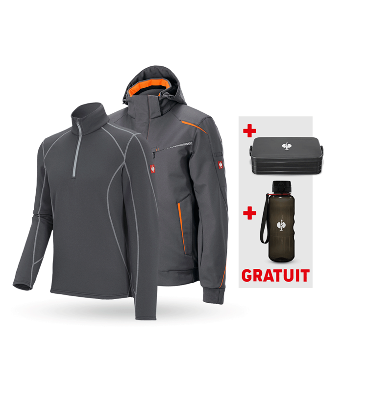 Vêtements: KIT : Veste softsh.hiver+pull cam. e.s.motion 2020 + anthracite/orange fluo