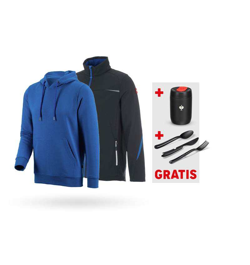 Bekleidung: SET: Softshelljacke e.s.motion 2020 + Hoody + graphit/enzianblau