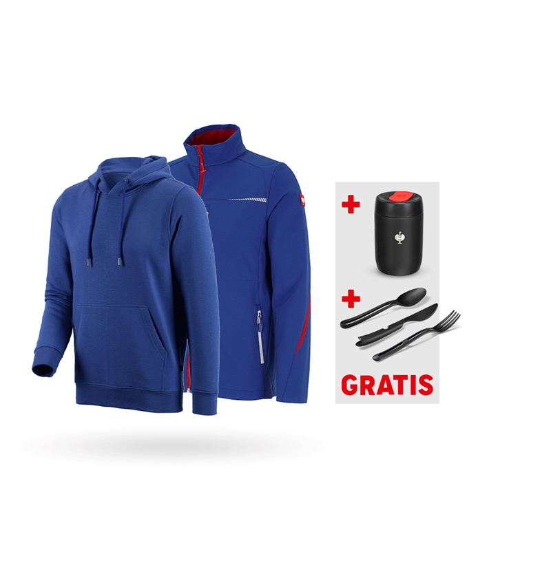 Shirts & Co.: SET: Softshelljacke e.s.motion 2020 + Hoody + kornblau/feuerrot