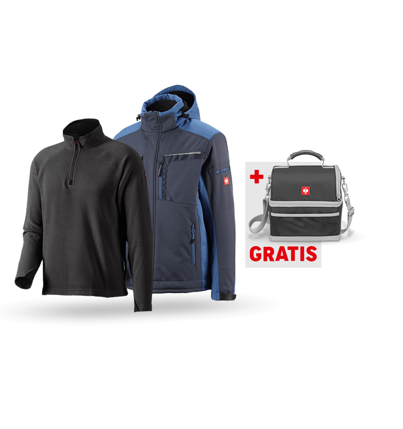 Bekleidungs-Sets: SET: Softshelljacke e.s.motion+ Microfleece Troyer + pazifik/kobalt