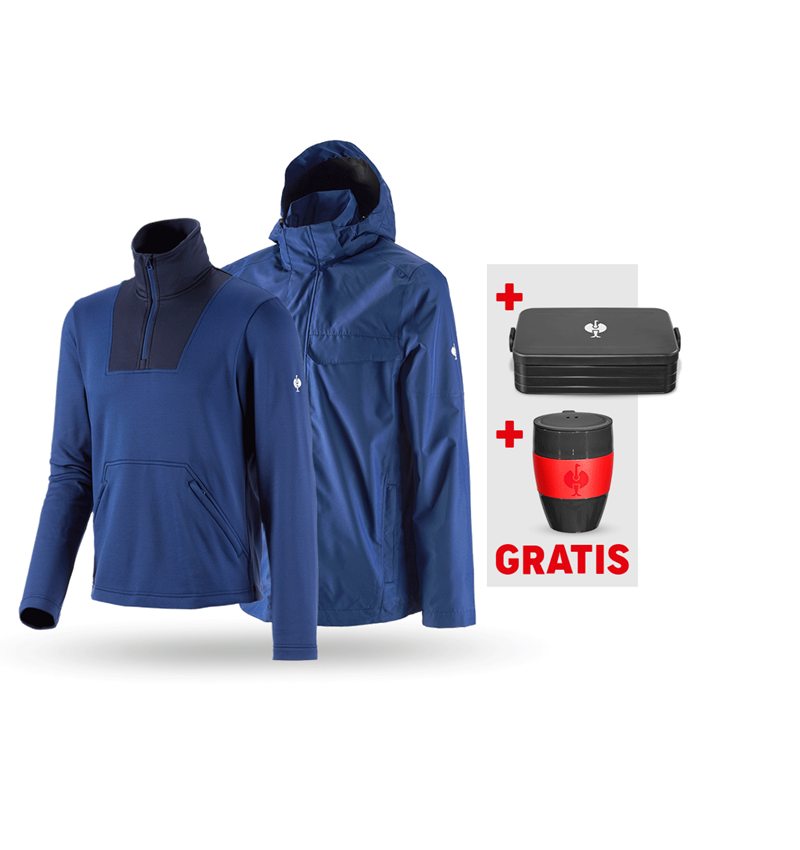 Bekleidungs-Sets: SET: Regenjacke + Funktions-Troyer e.s.concrete + alkaliblau