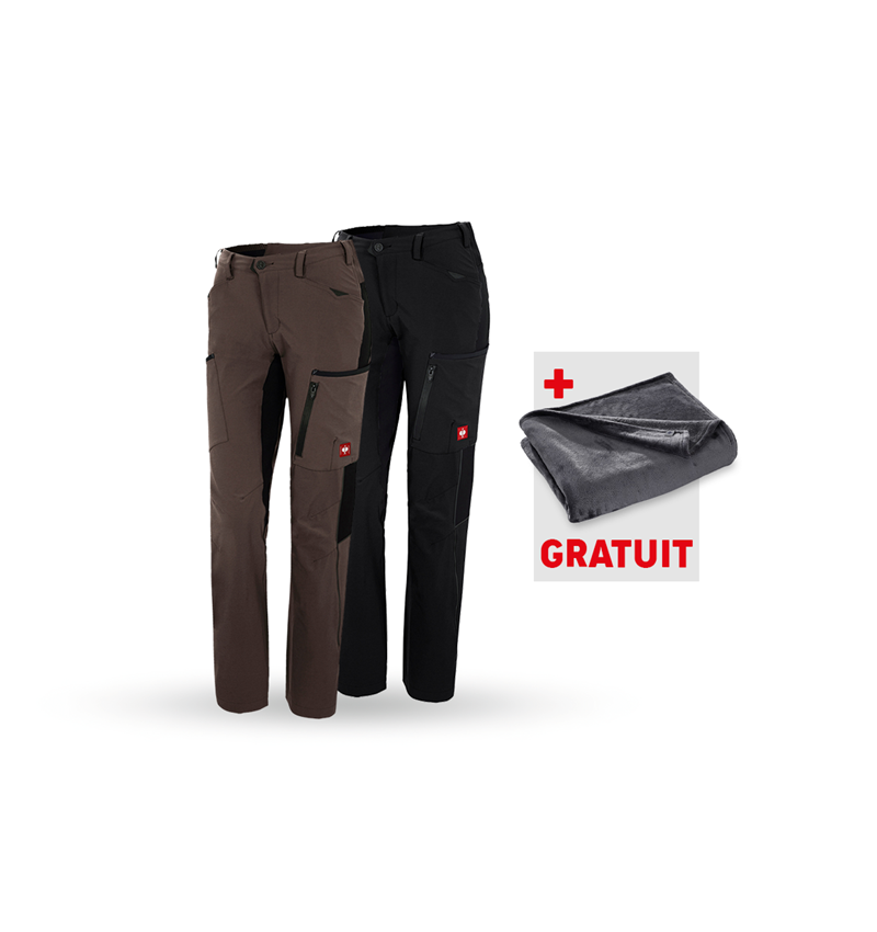 Vêtements: KIT : 2x Pantalon Cargo e.s.vision stretch, femmes + marron/noir