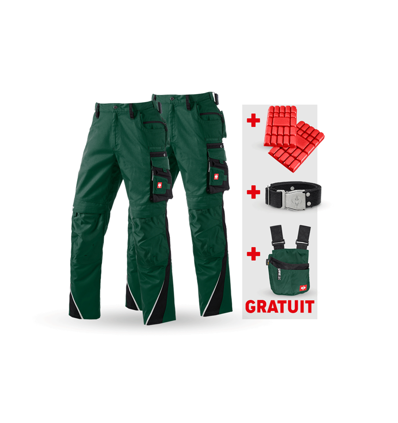 Pantalons de travail: KIT : Pantalon + pantalon d'hiver e.s.motion + vert/noir