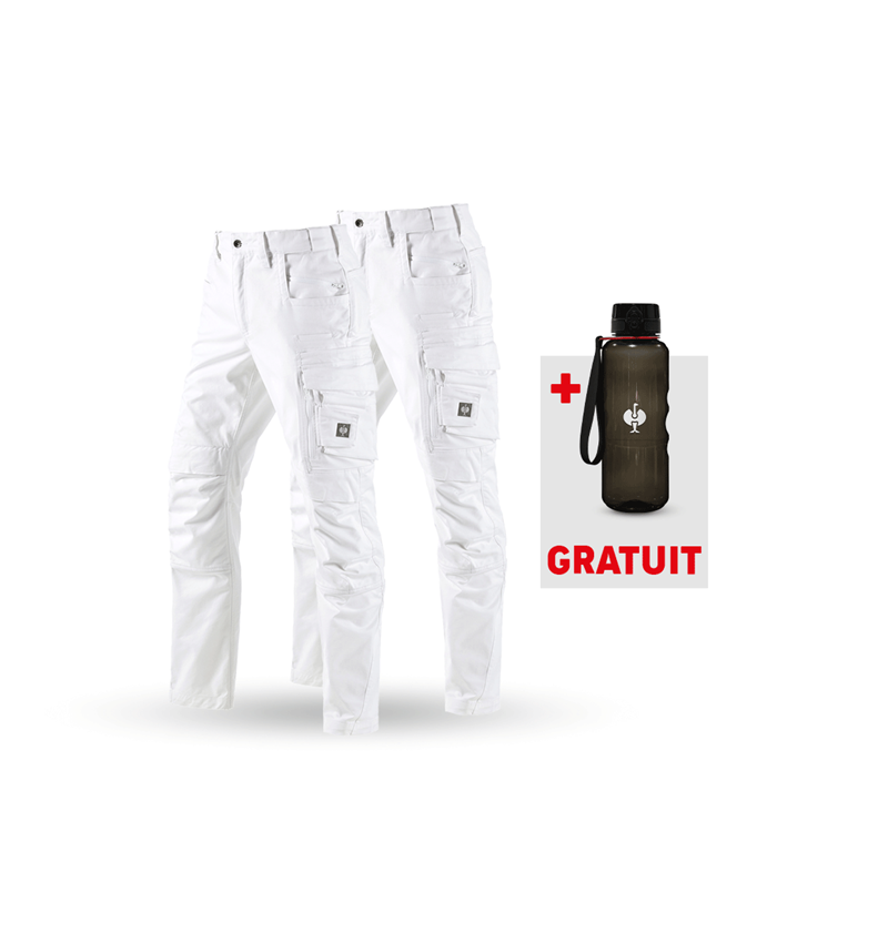 Ensemble de vêtements: KIT : 2x Pantalon à taille élas. e.s.motion ten + blanc