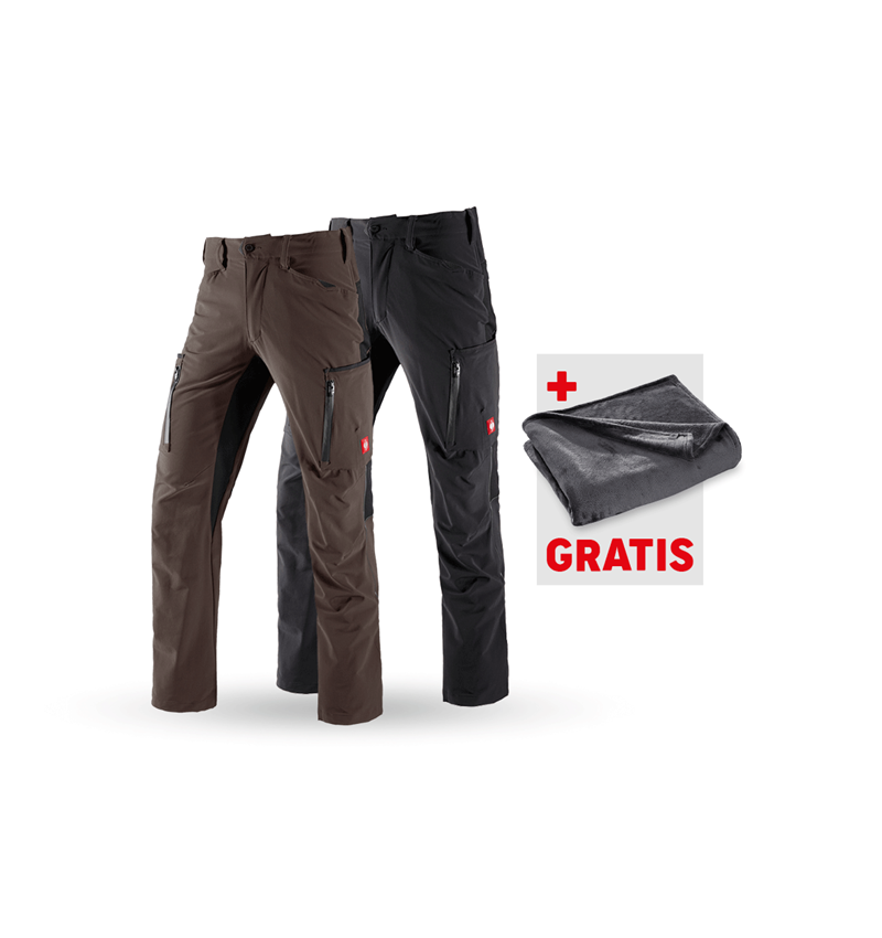 Bekleidung: SET: 2x Cargohose e.s.vision stretch + kastanie/schwarz