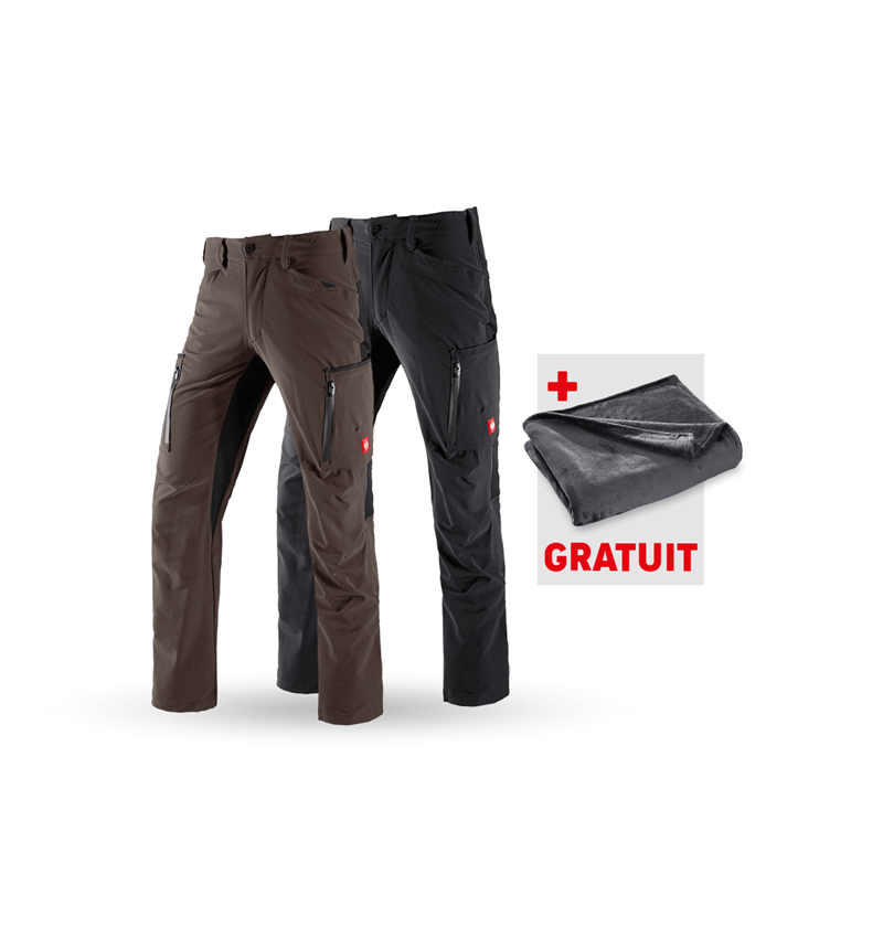 Vêtements: KIT : 2x Pantalon Cargo e.s.vision stretch + marron/noir