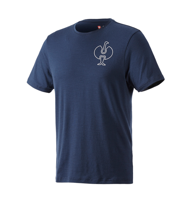 Shirts & Co.: T-Shirt Merino e.s.trail + tiefblau/weiß 4