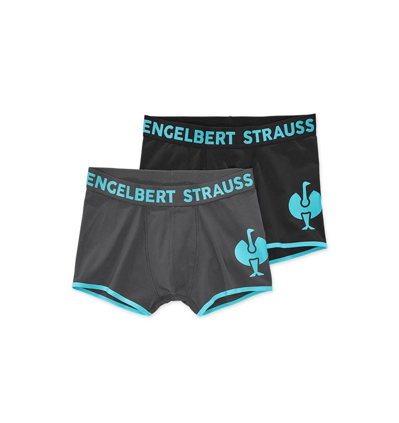 Unterwäsche | Thermokleidung: Pants cotton stretch e.s.trail, 2er Pack + schwarz/lapistürkis+anthrazit/lapistürkis