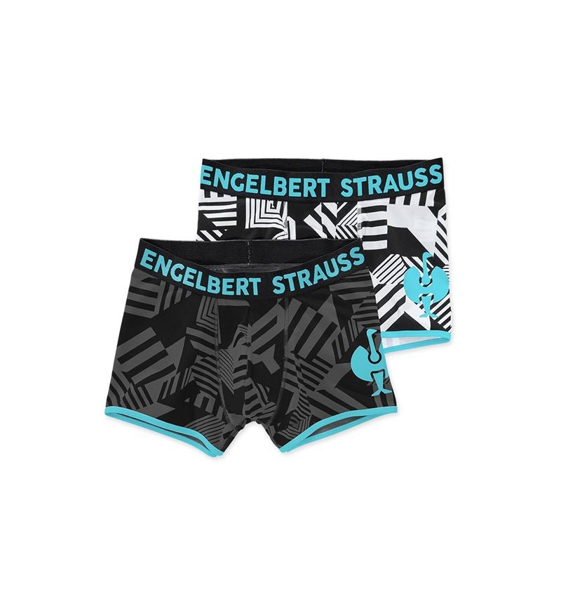 Unterwäsche | Thermokleidung: Pants cotton stretch e.s.trail, 2er Pack + schwarz/weiß/lapistürkis+schwarz/anthrazit/lapistürkis