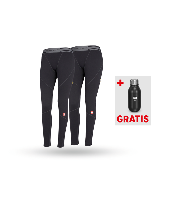 Größere Geschenke: SET: 2x e.s.Funk.-Long Pants thermo str.-x-warm,D. + schwarz