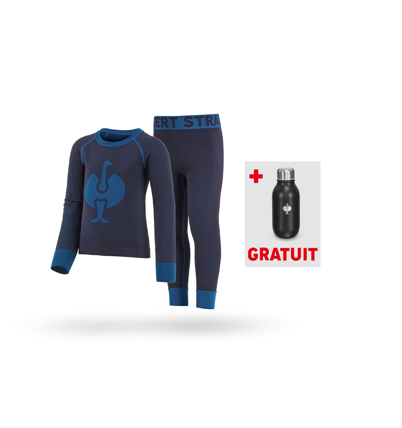 Ensemble de vêtements: KIT : e.s. Pantalon + Longsleeve seaml.-warm, enfa + bleu foncé
