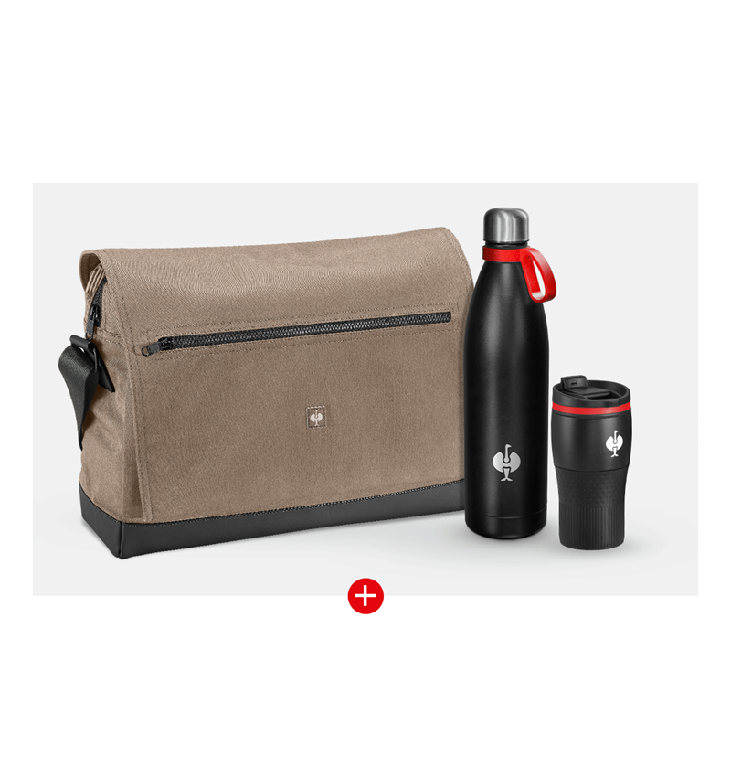 Cadeaux plus grands: Messenger Bag e.s.motion ten set cadeau + brun cendré