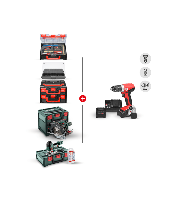 Outils électriques: KIT COMBINÉ 18+18V perceuse- viss.multi.sans fil M
