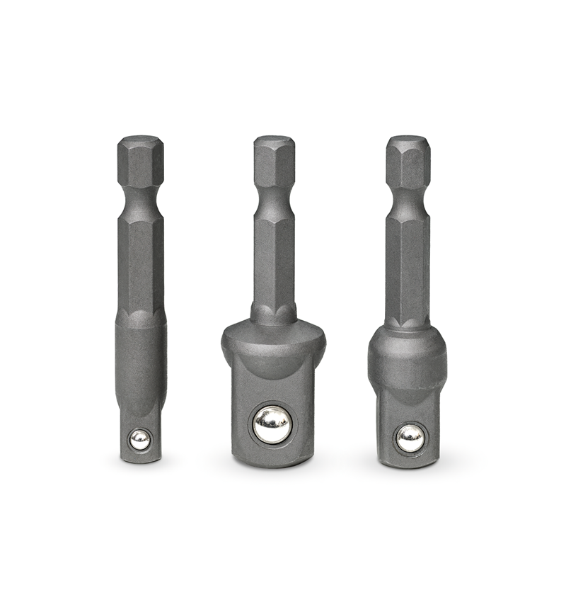 Clé à douille: e.s. Kit d'adaptateur pour perceuse 1/4+ 3/8+ 1/2