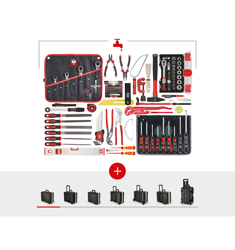 Mallette à outils: Jeu d'outils sanitaire avec coffre à outils