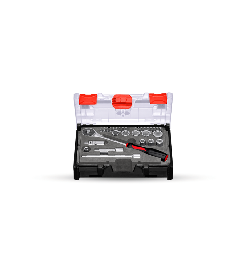 Clé à douille: Jeu de douilles lockfix 3/8 dans STRAUSSbox mini