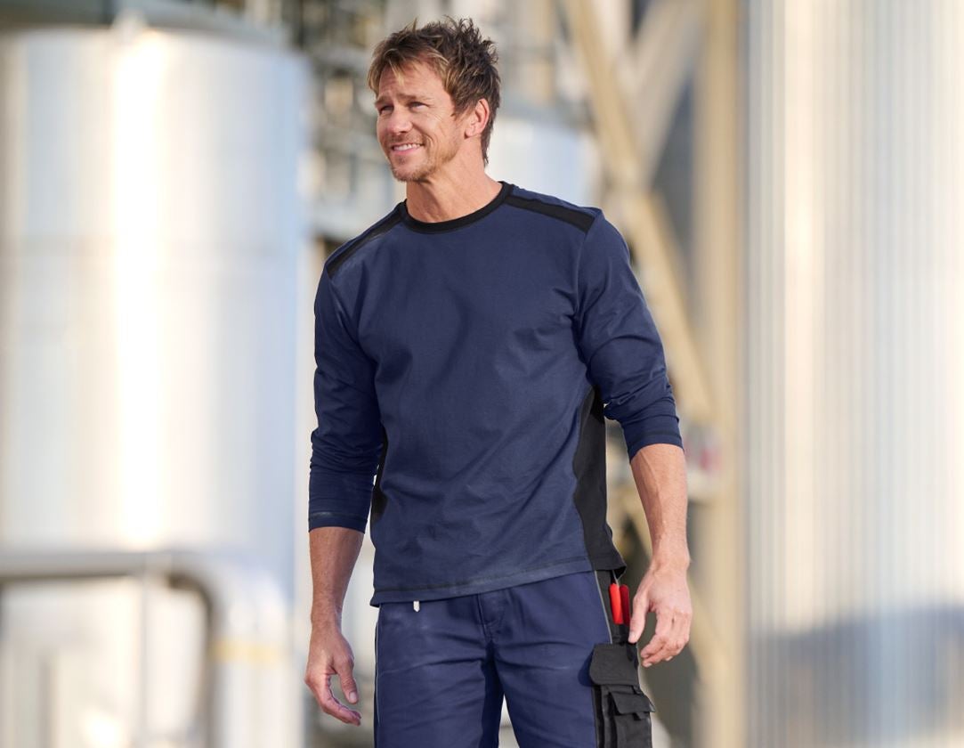 Thèmes: Longsleeve cotton e.s.active + bleu foncé/noir