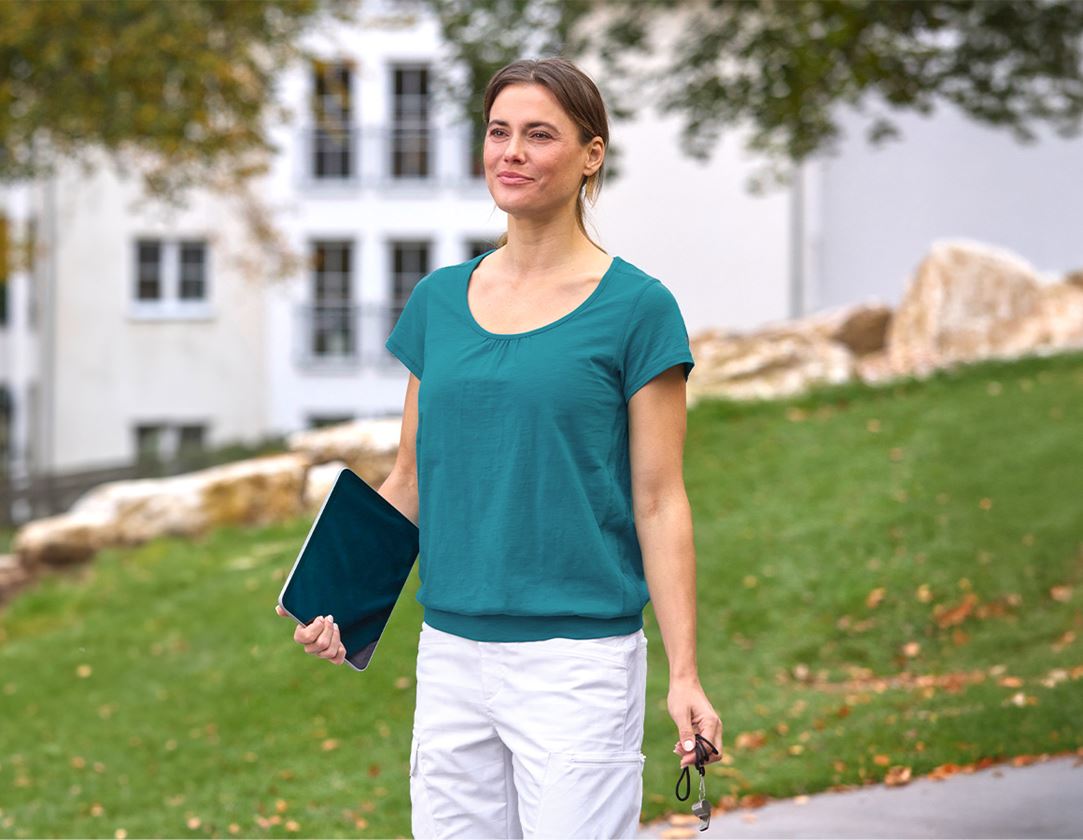 Hauts: e.s. T-shirt cotton slub, femmes + océan 1