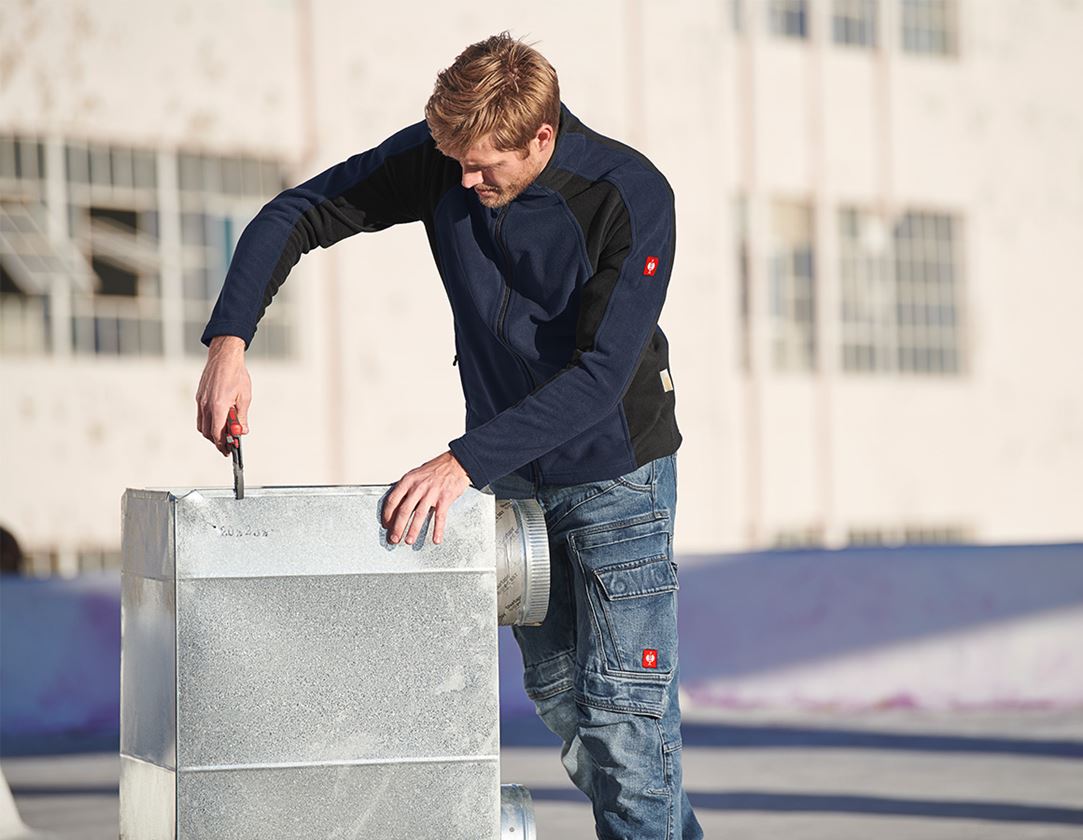 Vestes de travail: Veste en laine polaire dryplexx® micro + bleu foncé/noir 1