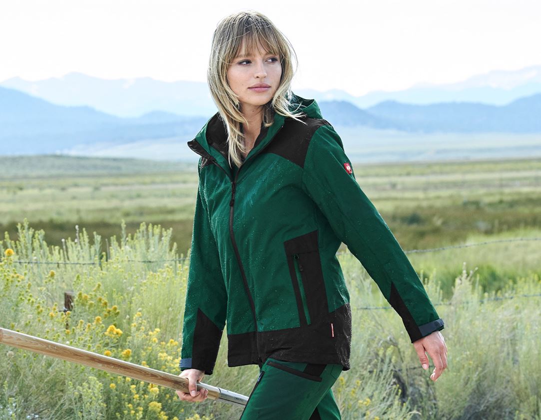 Vestes de travail: e.s. Veste de fonction 3 en 1 pour femmes + vert/noir