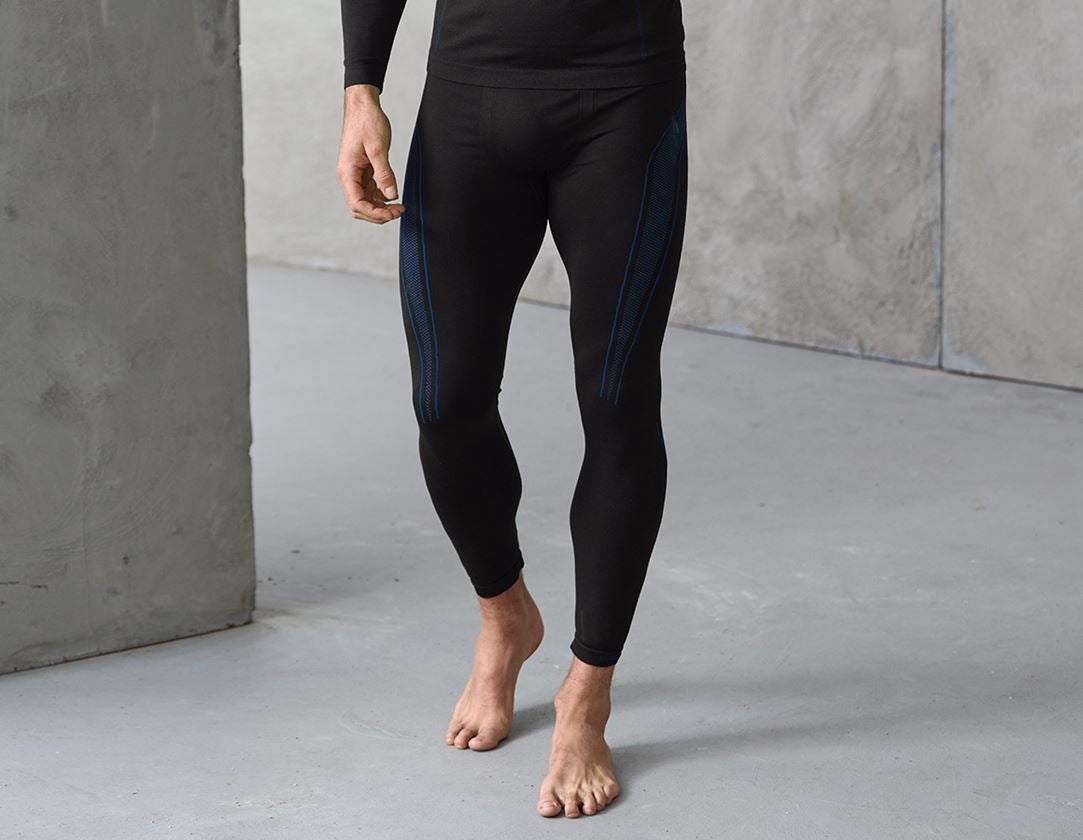 Unterwäsche | Thermokleidung: e.s. Funktions-Long Pants seamless-warm + schwarz/enzianblau