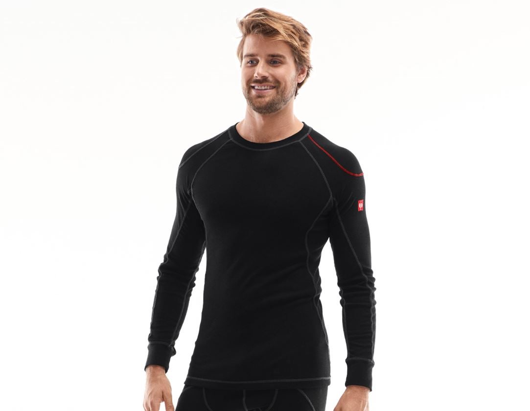 Unterwäsche | Thermokleidung: e.s. Funktions-Longsleeve basis-warm + schwarz