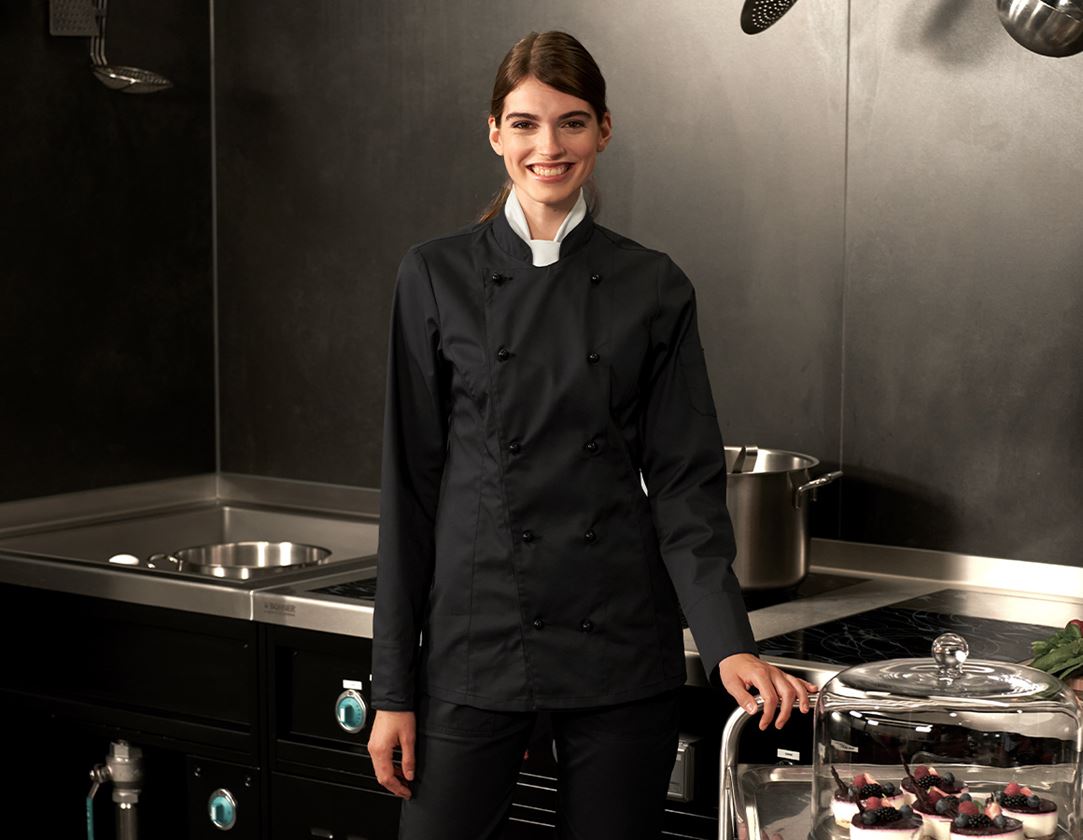Hauts: Veste de cuisine pour femmes Darla II + noir