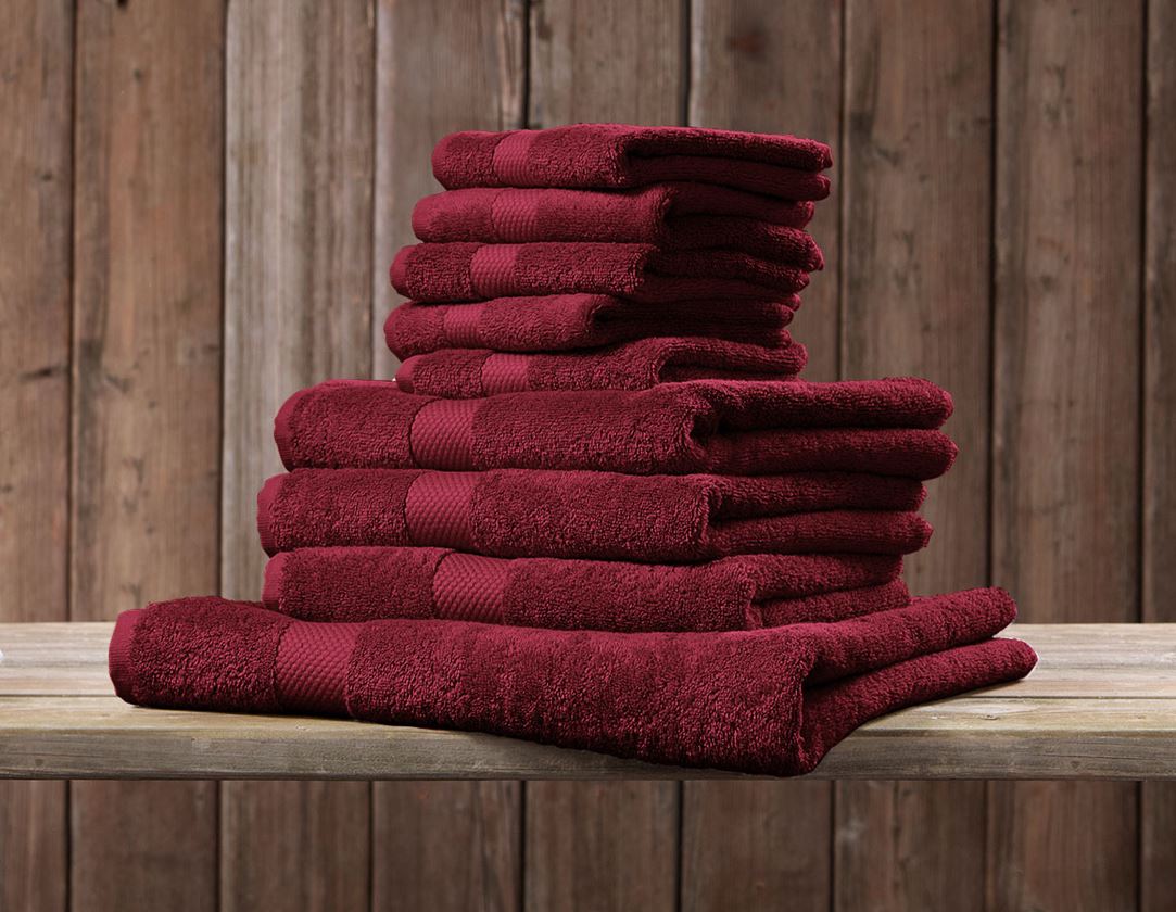 Chiffons: Serviettes de bain en éponge Premium + bordeaux