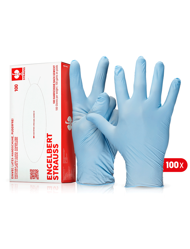 Gants à usage unique: Gants en latex à unique, non poudrés + bleu