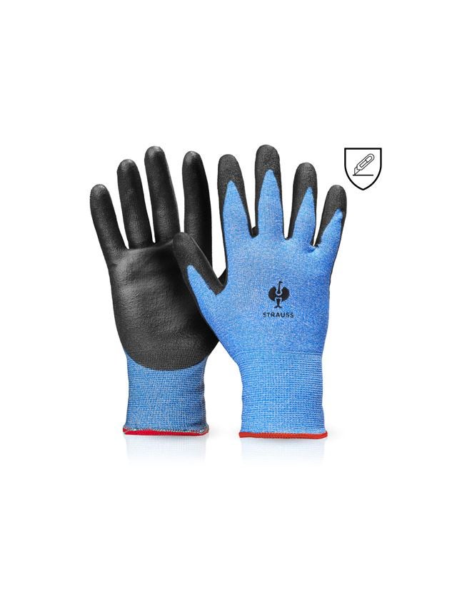Beschichtet: PU-Schnittschutzhandschuhe Comfort-Skin cut B + schwarz/blau-melange