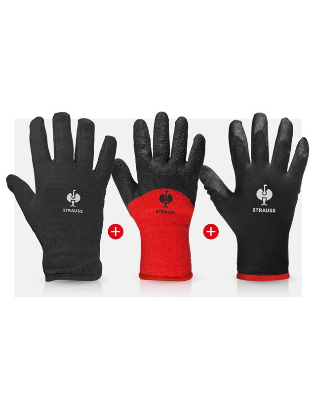 Sécurité au travail: Set de gants de protection, 3 pièces + noir