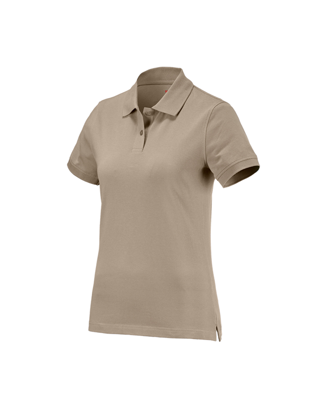 Hauts: e.s. Polo cotton, femmes + glaise