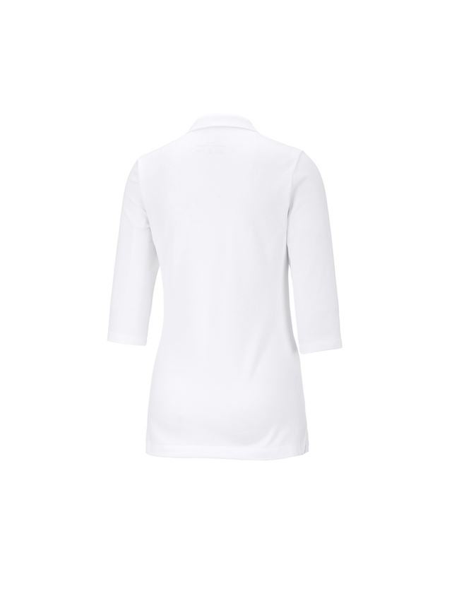 Hauts: e.s. Pique-Polo à manches 3/4 cotton stretch, femm + blanc 5